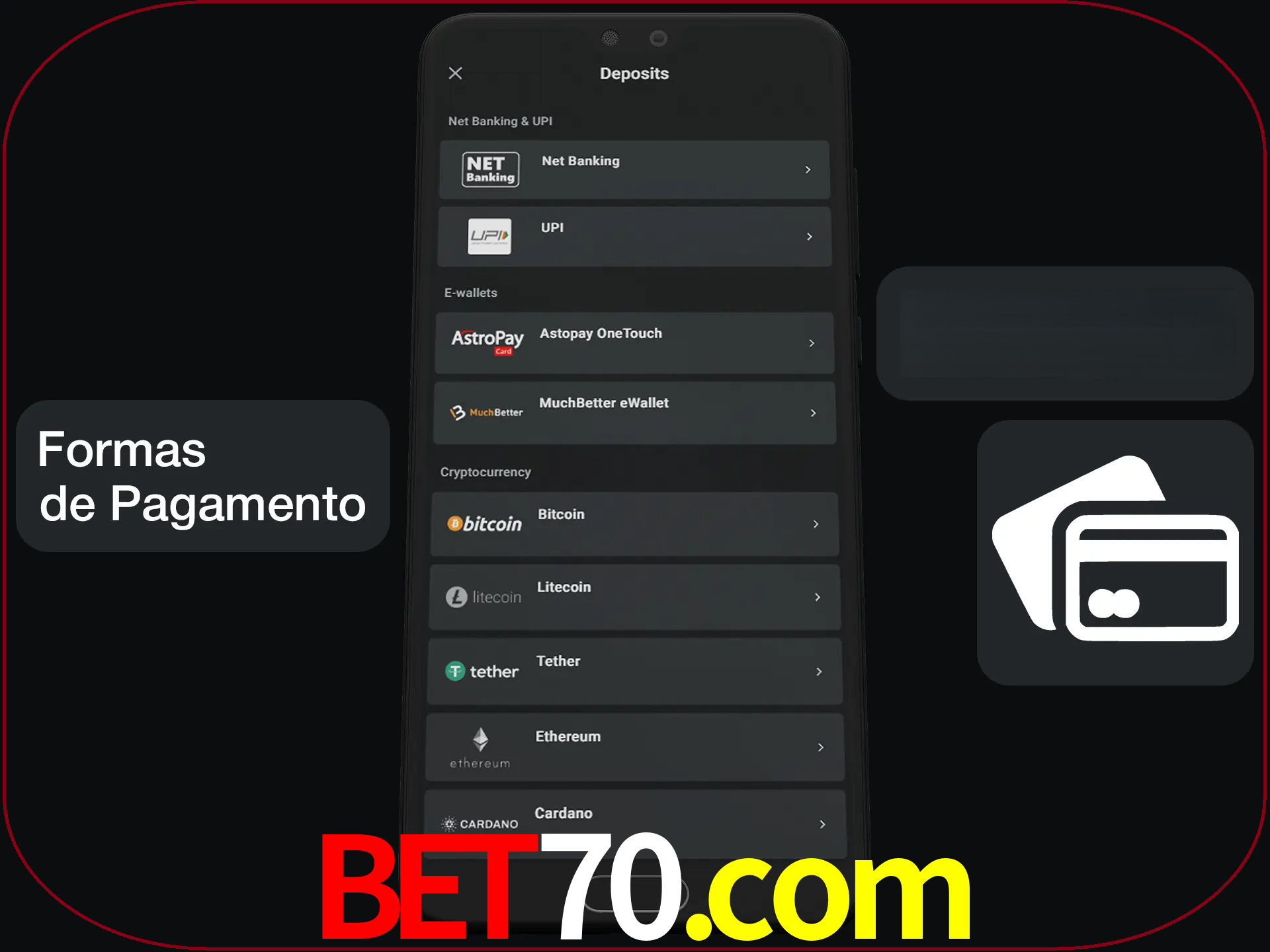 Escolha a forma de pagamento de sua preferência.