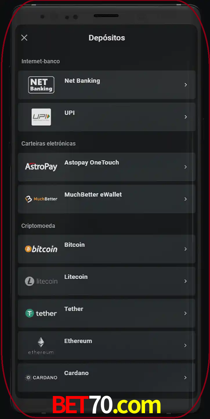 Você pode usar métodos alternativos de depósito.
